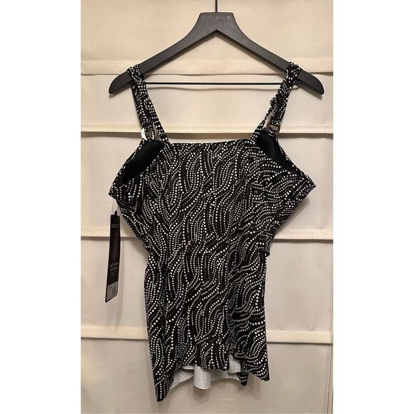 NWT Miraclesuit Women's Swim Black Bronze Plunge Underwired Tankini Top Size 38D - Picture 6 of 12